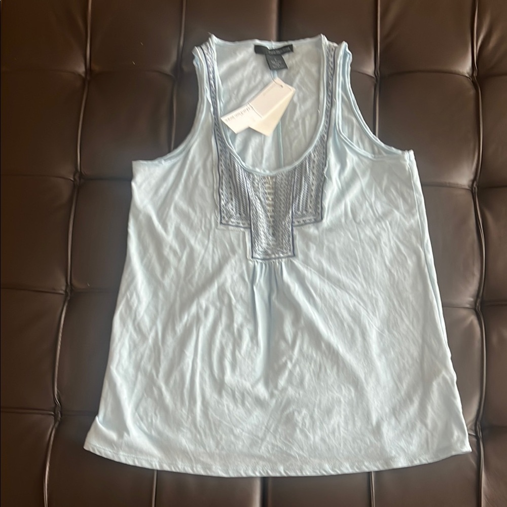 Calvin Klein Light Blue Silver Sleeveless Tank Top with Bib Collar